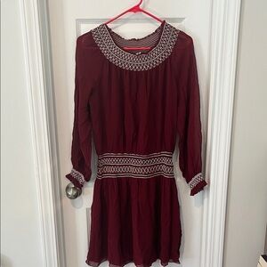 Tory Burch Burgundy Dress with White Accents